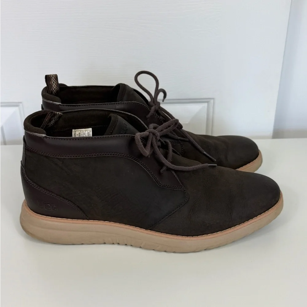 UGG Union Chukka Boots Men's 11.5 Brown‎ Nubuck Comfort Waterproof Plain Toe